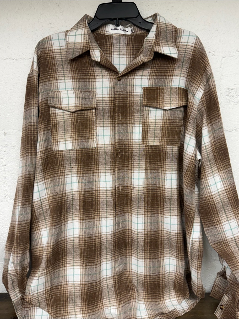 Hana Mama Brown Plaid Casual Button-Down Shirt